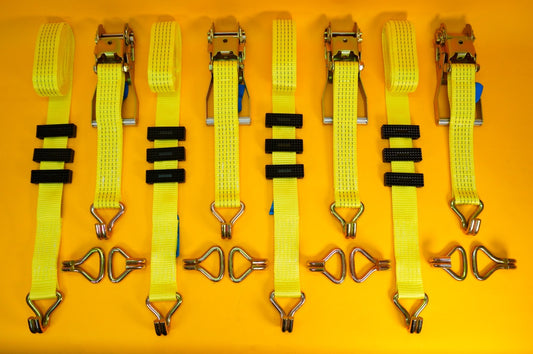 Tie Down Ratchet Strap 5Ton Over Wheel Recovery High-Visibility Yellow 4Pc SET