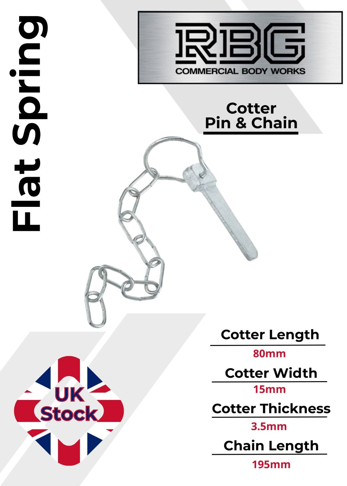 1x Flat Sword Cotter Pin Tab Washer & Chain Trailer Horsebox Dropside Tail Gate