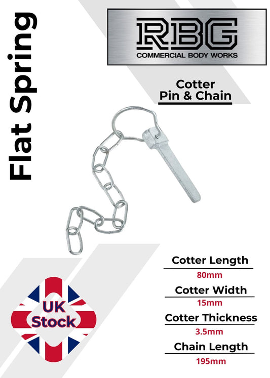 1x Flat Sword Cotter Pin Tab Washer & Chain Trailer Horsebox Dropside Tail Gate