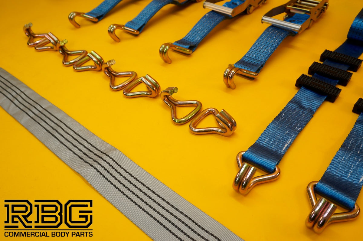 4Pcs Recovery Ratchet Strap 5T Over Wheel 4mx50mm + Axle Recovery Strap 1mx50mm