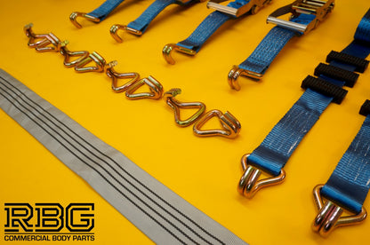 4Pcs Recovery Ratchet Strap 5T Over Wheel 4mx50mm + Axle Recovery Strap 1mx50mm