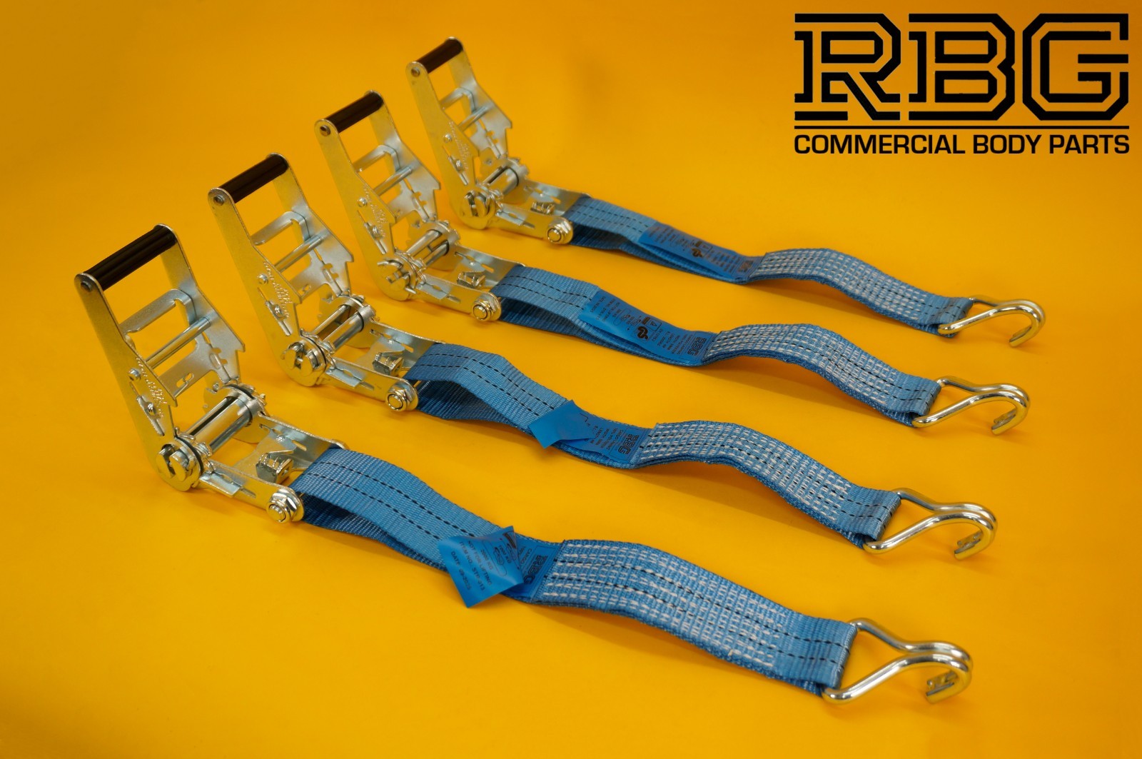 Ratchet Strap Recovery 2Ton Tie Down Alloy Wheel Hi-Vis Blue Lashing SET 4Pcs