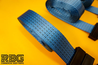 Ratchet Strap Tie Down Recovery 5ton Over Wheel High-Vis Blue + Grips SET 4Pcs
