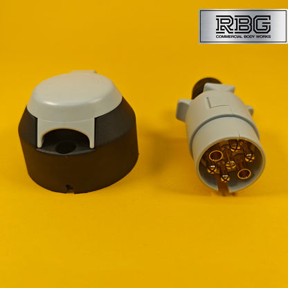 7 Pin Socket + Plug 12S Type For Trailer Caravan Towing 12V Towbar Plastic Brass