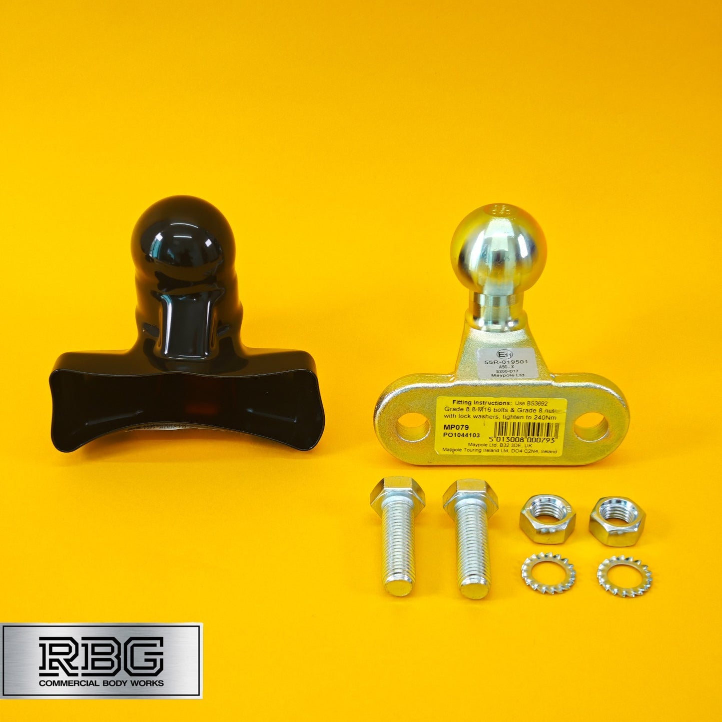 Tow Ball + Cover PVC With Reflector 50mm Tow Hitch Gold E Approved Caravan UK