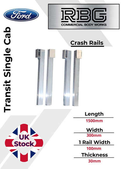 Ford Transit Single Cab Crash Rails Side Guards with Corner Pillars Tipper