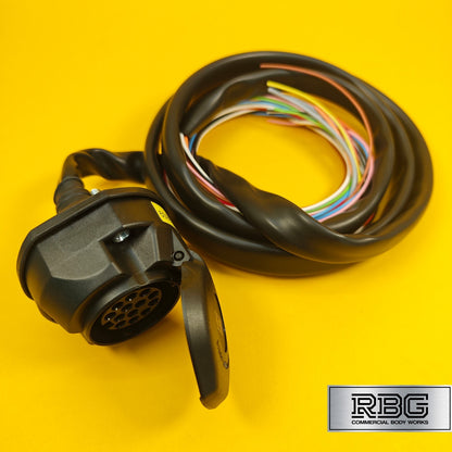 13 Pin Socket Assembly With 2m Pre-Wired Sheathed Cable Professional Towing UK