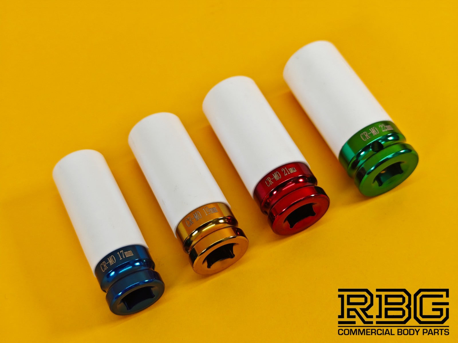 Sockets Set Alloy Wheel Nuts Sleeved Protective Sockets 4 piece 17, 19, 21, 22mm