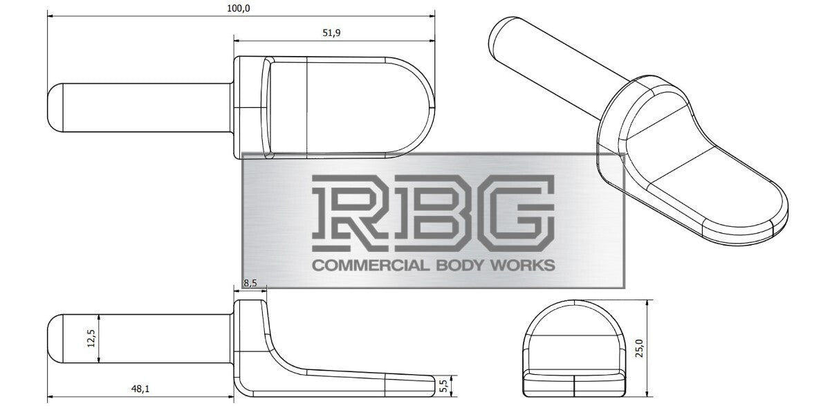 2x Weld-On Gudgeon Hinge Pins, Self Colour. For Tailboards, Tipper Dropsides.