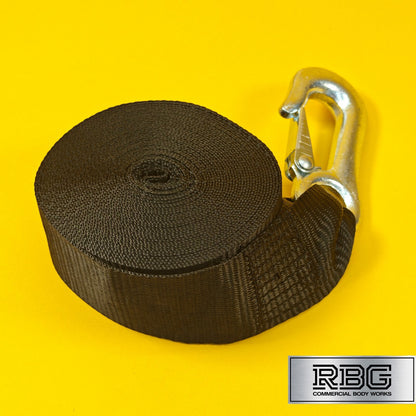 Winch Strap with Hook 7m Long x 50mm Width 1500kg Breaking Strain for Trailers