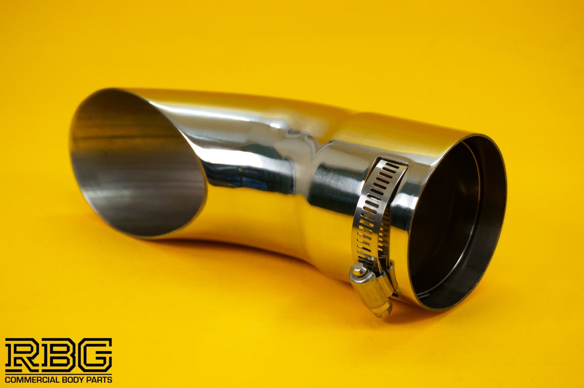 Curved Curl Down Exhaust Tail Pipe Trim Blow Down Tip 50mm–68mm Fitting Range