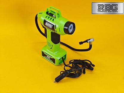 Car Tyre Air Compressor Analogue Pump Maypole Portable 12V Pump Inflator + LED