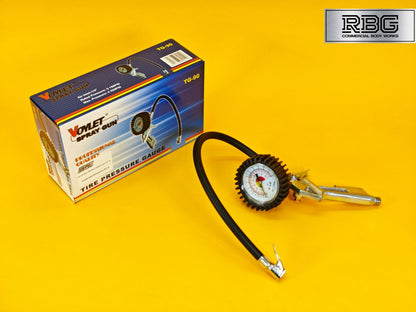 Tyre Inflation Gun 0-220psi Inflator Complete With Clip Connector Pressure Gauge