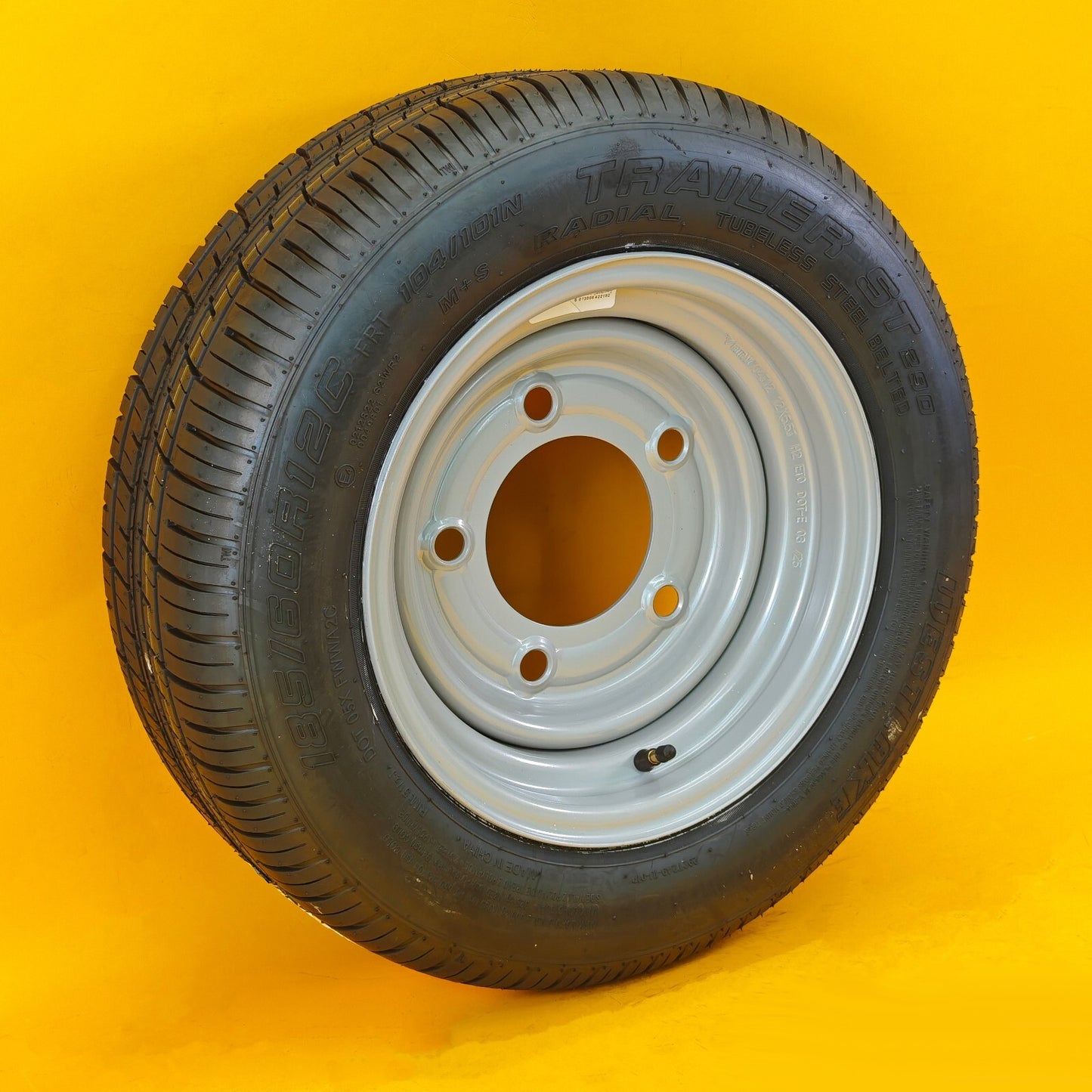 Wheel & Tyre 185/60R12C 12″ for Trailers 6.5″ PCD 5 Stud Silver Diameter 12″ UK