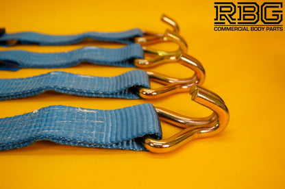 4Pcs Recovery Ratchet Strap 5T Over Wheel 4mx50mm + Axle Recovery Strap 1mx50mm