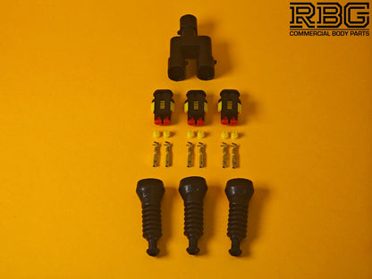 3 Way SuperSeal Splitter + 3x Connector Kit 2 Pin With Protective Boot Male