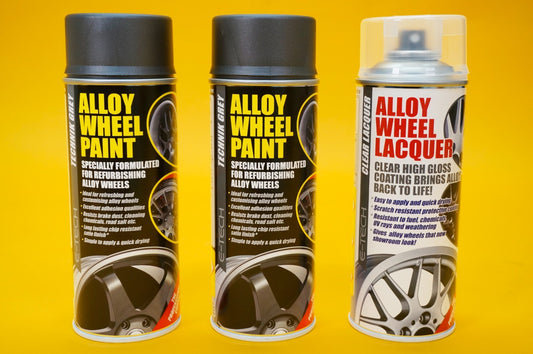 2x Alloy Wheel Paint TECHNIK GREY + 1x Clear Lacquer Spray Car Refurbishment