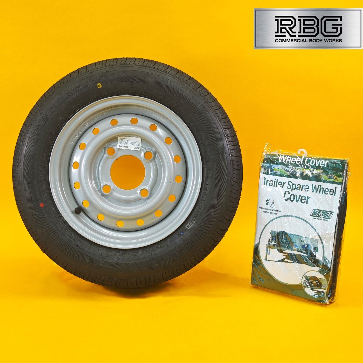 Wheel & Tyre + Cover 145/R13 for Maypole MP69193 & MP69213 Trailers 130mm PCD UK