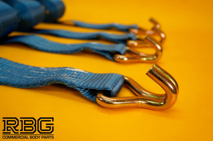 Recovery Ratchet Strap SET 4Pcs Tie Down 5ton High-Visibility Blue Safety Straps