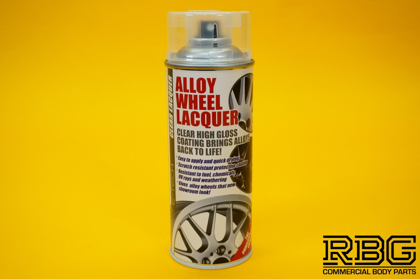 Clear Alloy Wheel Lacquer Spray 400ml Chip Resistant Wheel Refurbishing E-TECH
