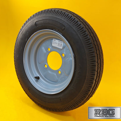 Spare Wheel & Tyre 400x10 for MP6815 Trailer 115mm PCD Silver 10″ Diameter UK