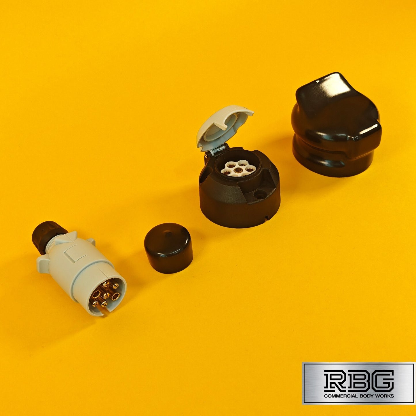 7 Pin Socket & Plug + PVC Socket & Plug Covers SET 12S Type For Trailer Towing