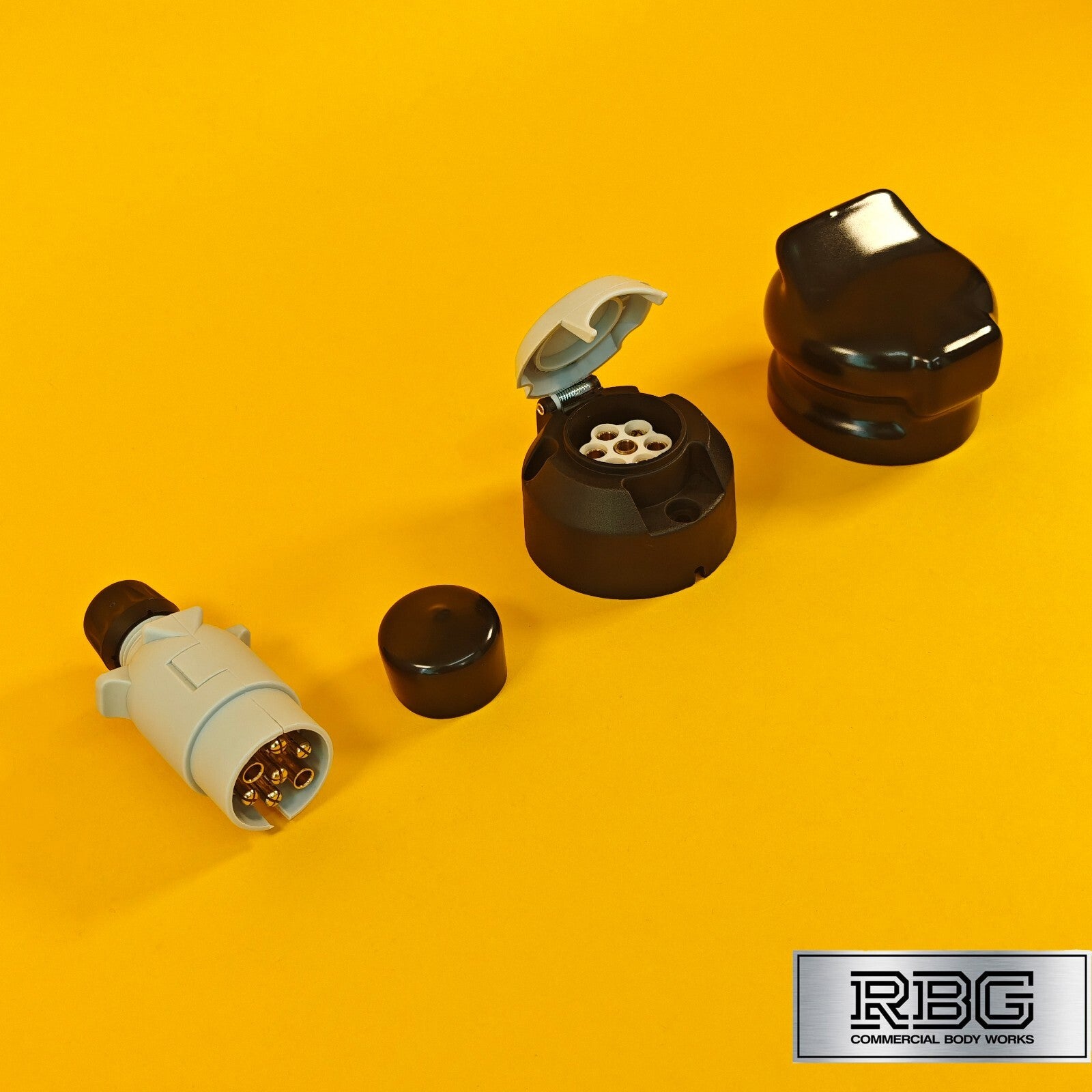 7 Pin Socket & Plug + PVC Socket & Plug Covers SET 12S Type For Trailer Towing
