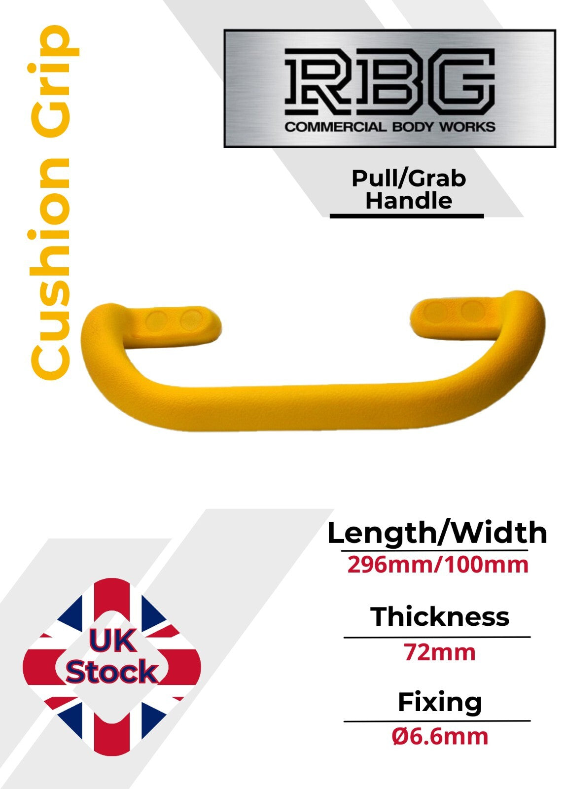 1x Large Steel Core, Soft Grip Grab Pull Handle YELLOW Trucks Trailers Buses...