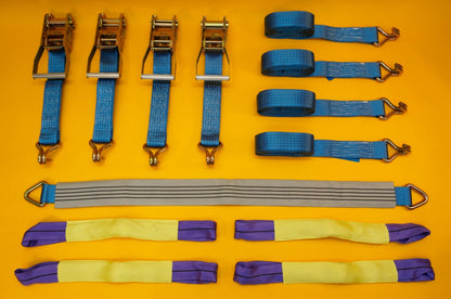 Ratchet Strap Tie Down 5Ton 4x + Axle Recovery Strap 1m x 50mm Lashing Cargo 4m
