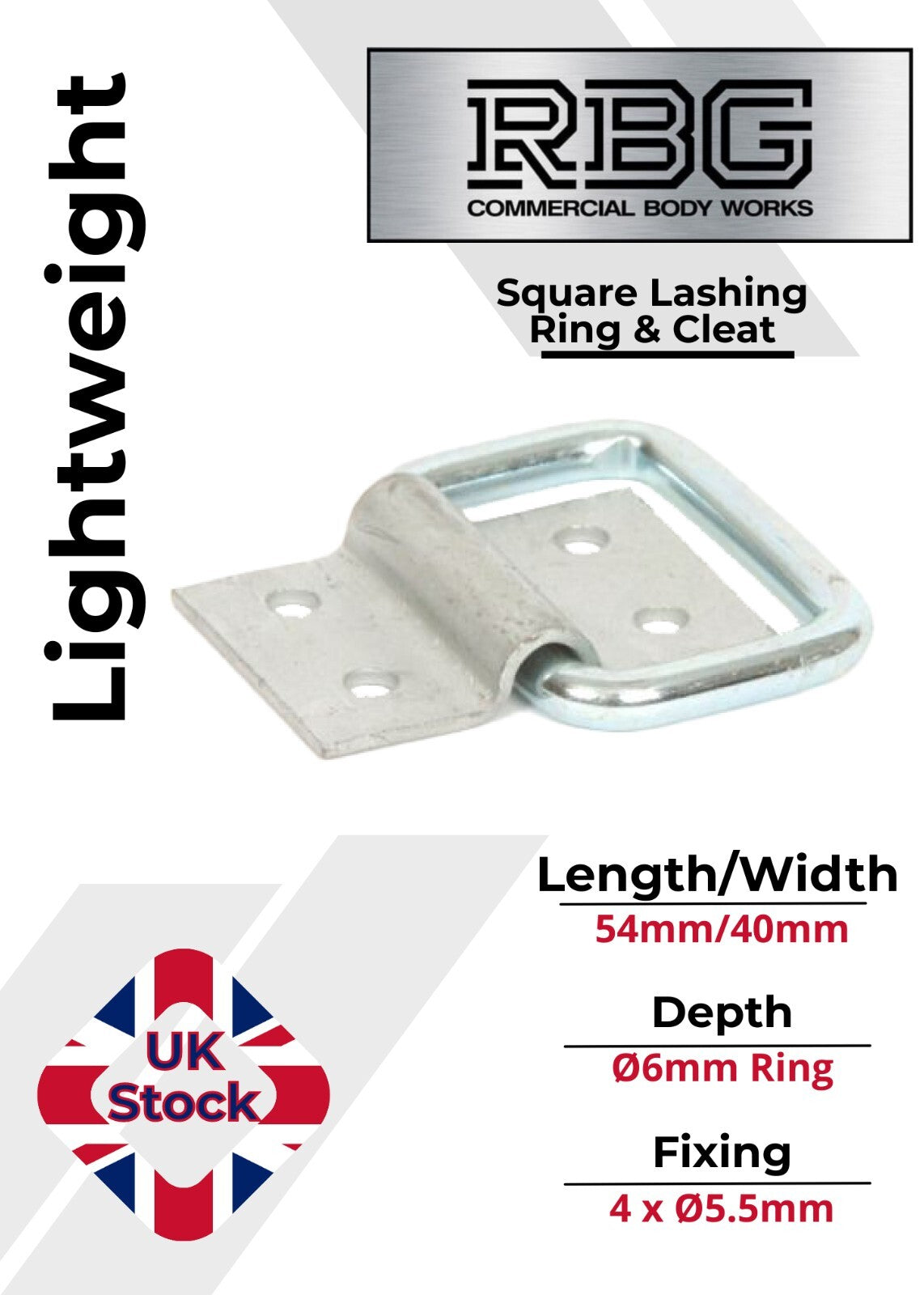 2x Square Lashing Ring & Cleat Zinc Plated for Trailer Caravan Horsebox Truck