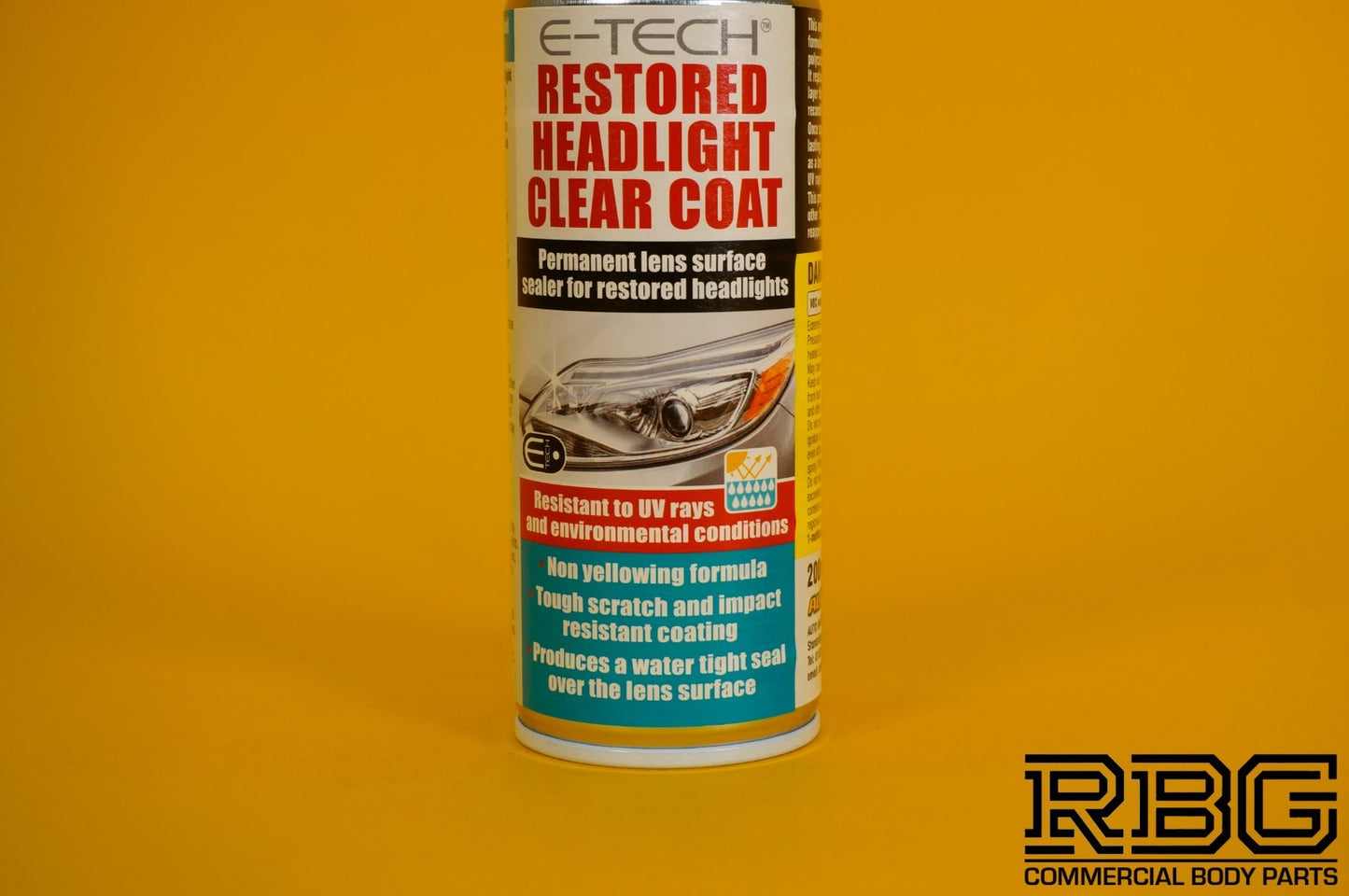 Restored Headlight Lacquer Spray Clear Coat E-TECH 200ml Headlamp Protect Sealer