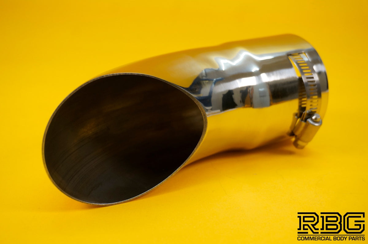 Curved Curl Down Exhaust Tail Pipe Trim Blow Down Tip 50mm–68mm Fitting Range