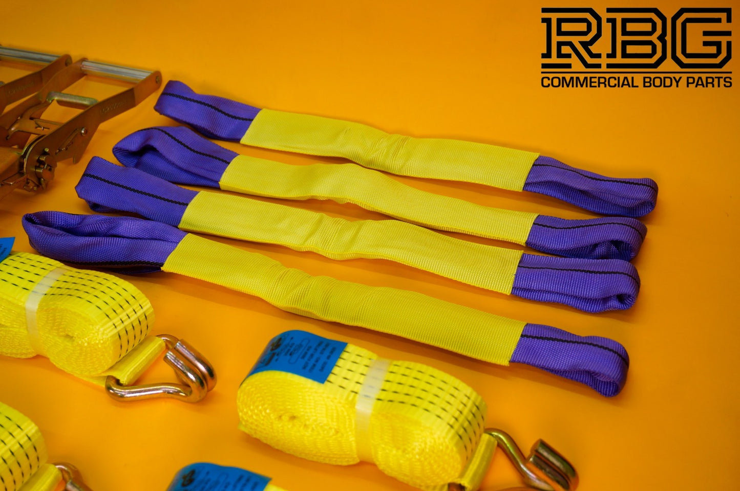 4x Recovery Ratchet Strap 4m x 50mm 5Ton + Winching Assistance Strap 1.5m x 50mm