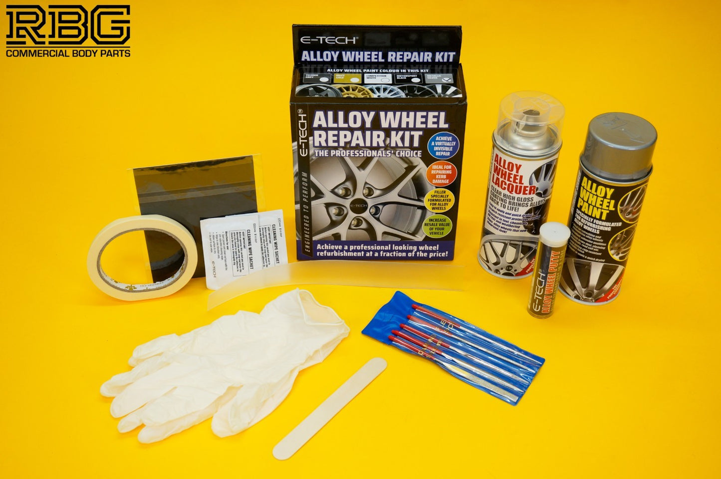 Alloy Wheel Repair Kit SILVER Wheel Spray Paint Refurbishment  + Lacquer E-TECH