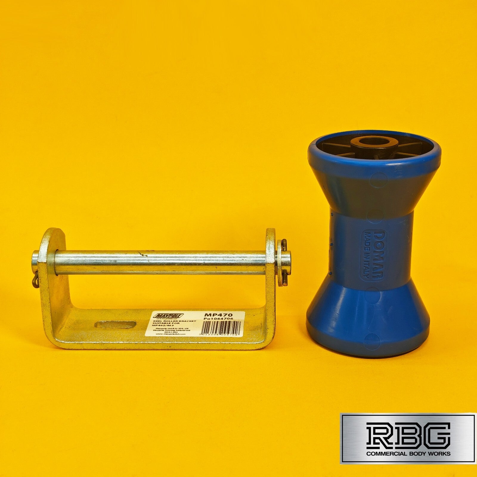Keel Roller + Bracket 16mm Bore 128mm Width for Boat Trailers Non-Mark Domar UK