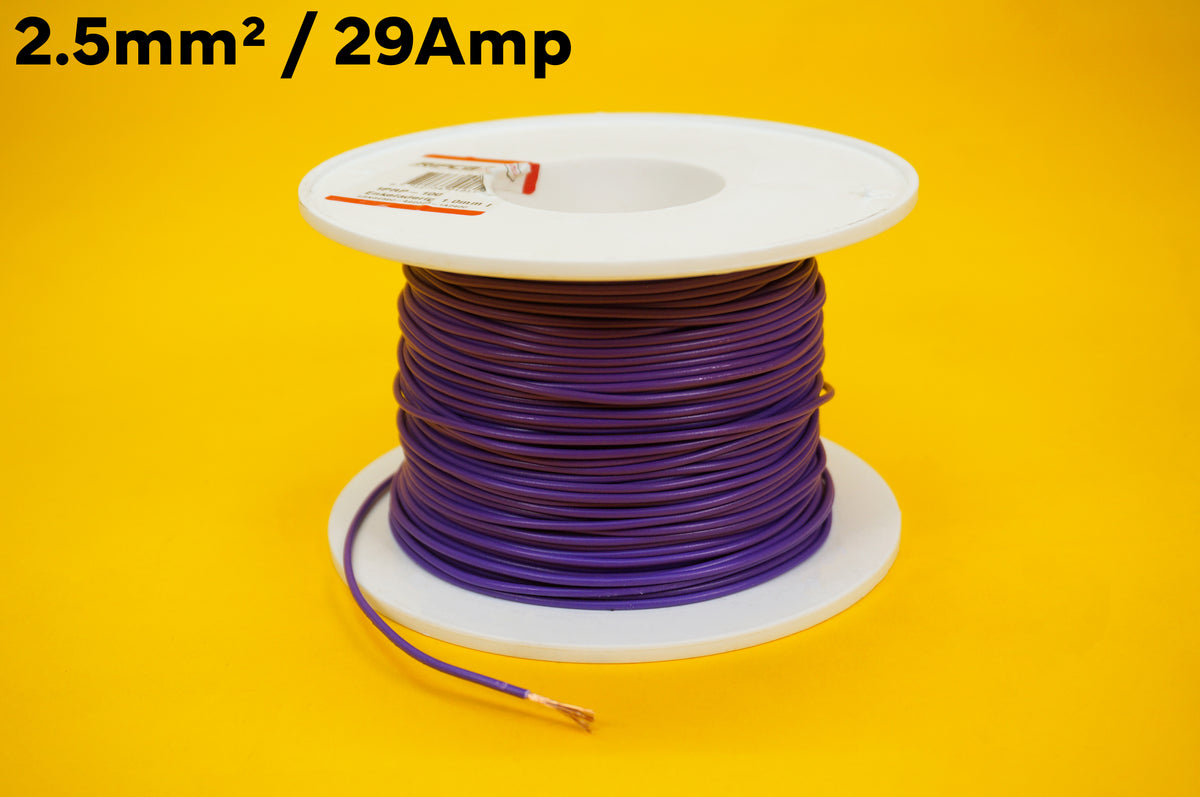2.5mm Single Core Cable 29Amp - 12 COLOUR